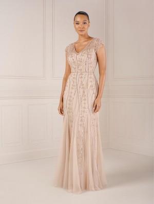 Adrianna Papell Platinum 40442 Sparkling Cap Sleeve Gown