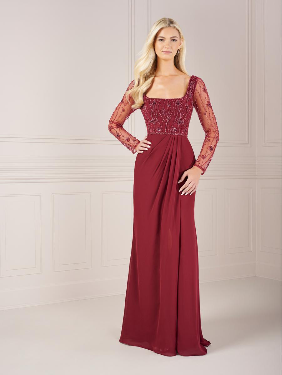 Adrianna Papell 40444 Square Neck Long Sleeve Gown