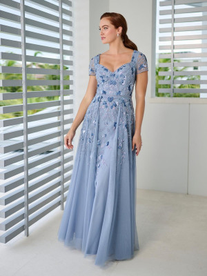 Adrianna Papell Platinum 40468 Floral Beaded Gown