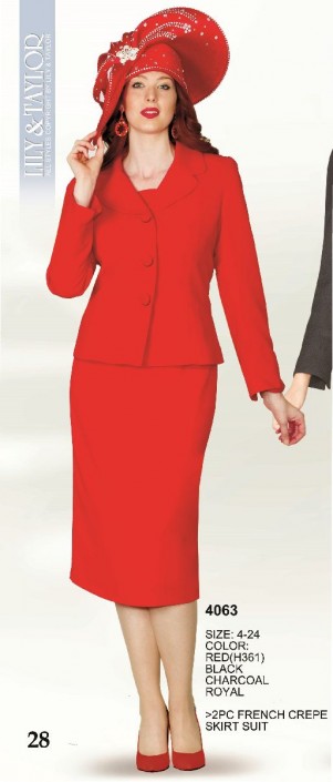 red skirt suits for ladies