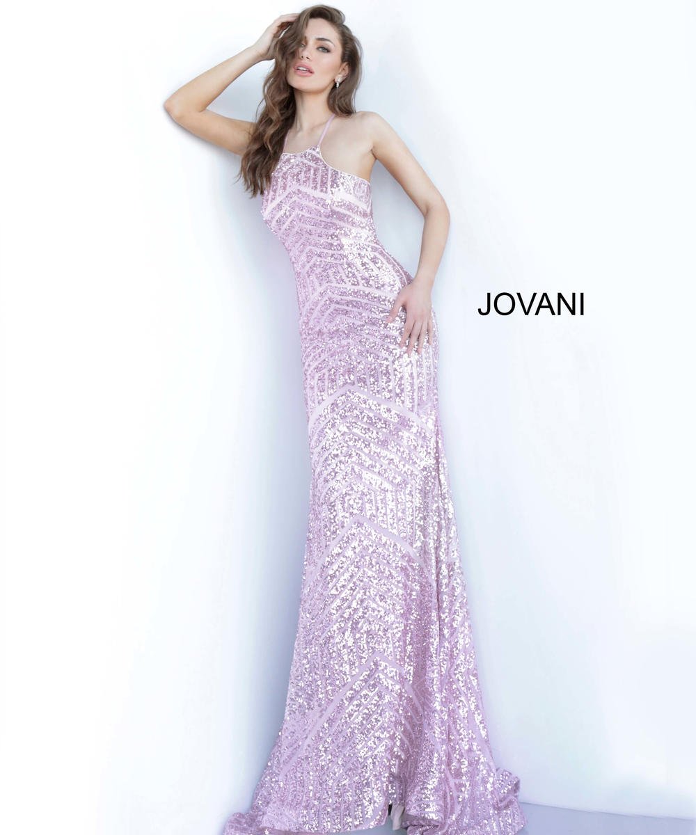 French Novelty Jovani 4132 Sequin Pattern Prom Gown