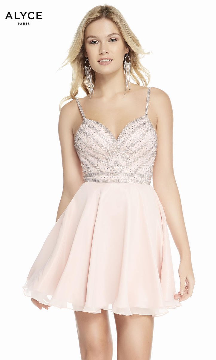 French Novelty Alyce Paris 4150 Flirty Chiffon Short Dress with Beading