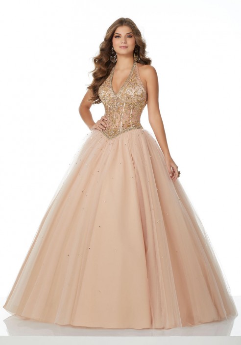 halter top ball gown