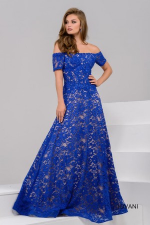Jovani 42828 Off the Shoulder Lace Ball Gown