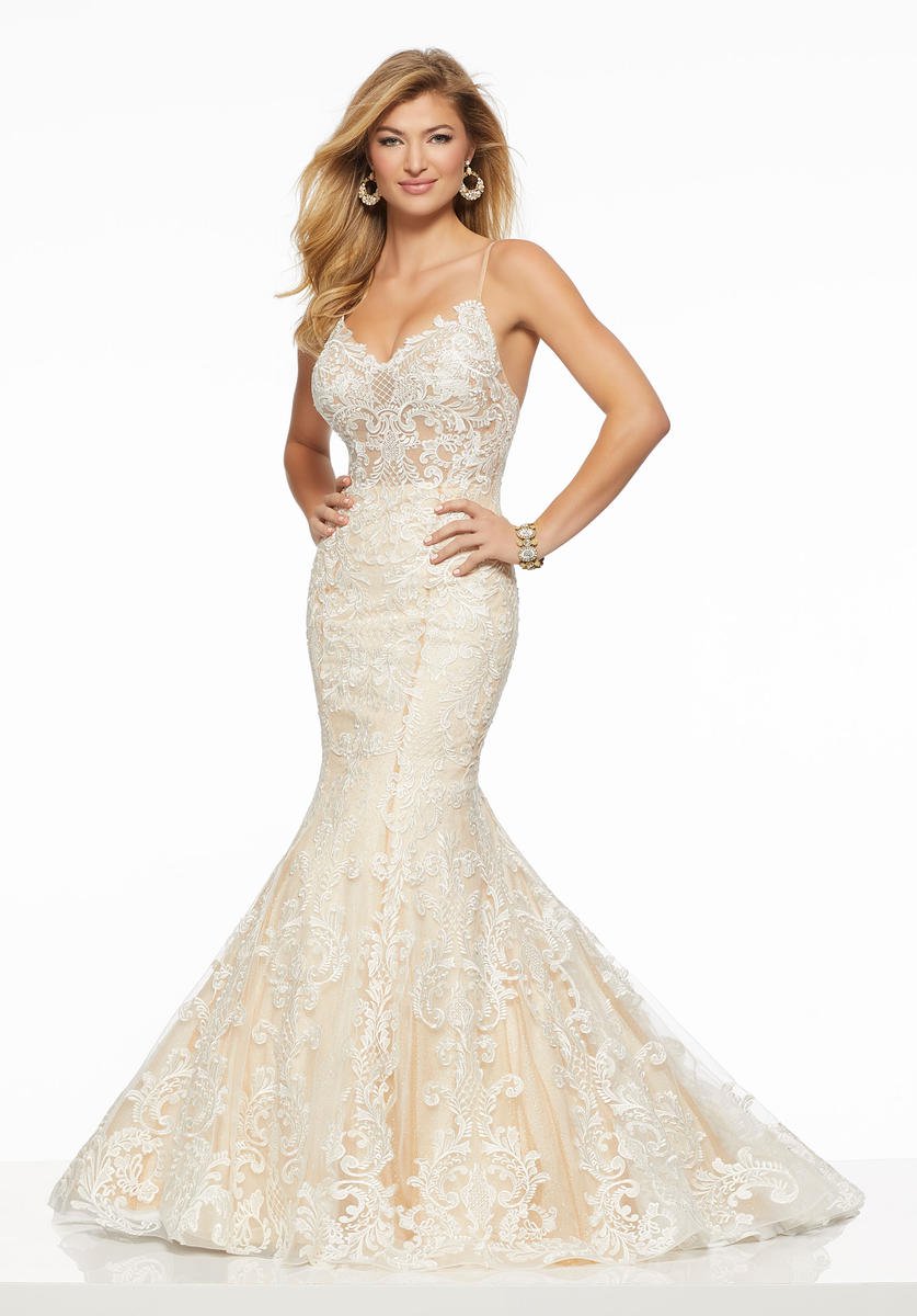 French Novelty Morilee 43017 Sparkling Embroidered Prom Gown