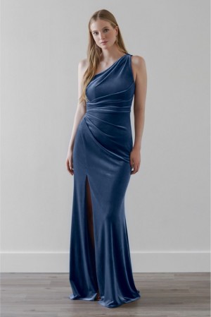 Watters Cormorant 4341 Velvet One Shoulder Bridesmaid Dress