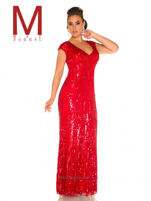 mac duggal red sequin dress
