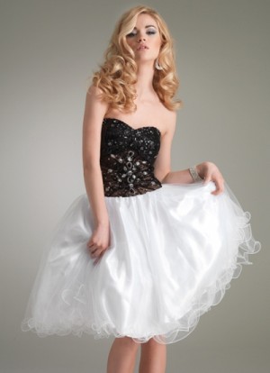Jasz Bustier Tulle and Satin Short Party Dress 4437