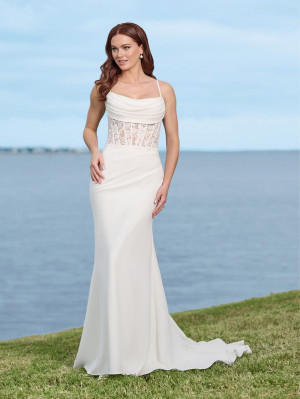 Adrianna Papell 45004 Draped Cowl Lace Corset Gown
