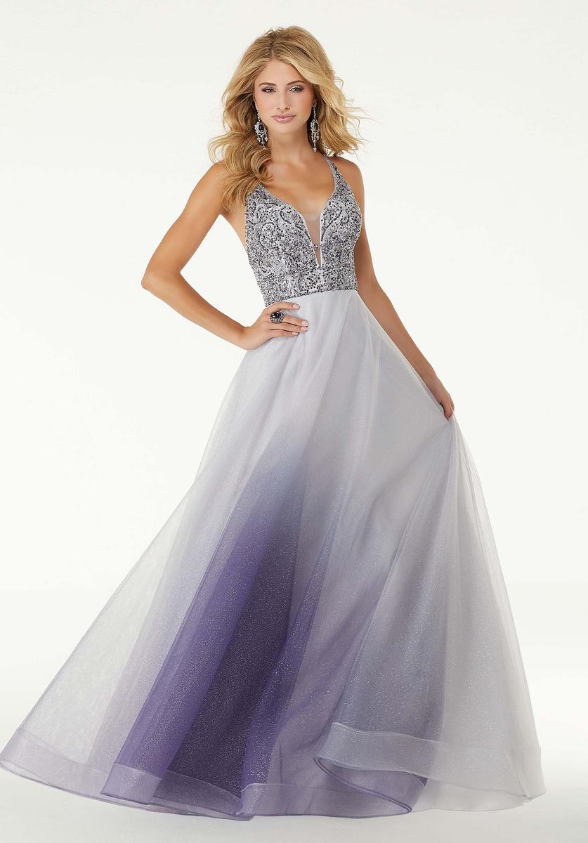 French Novelty Morilee 45006 Ombre Glitter Prom Dress