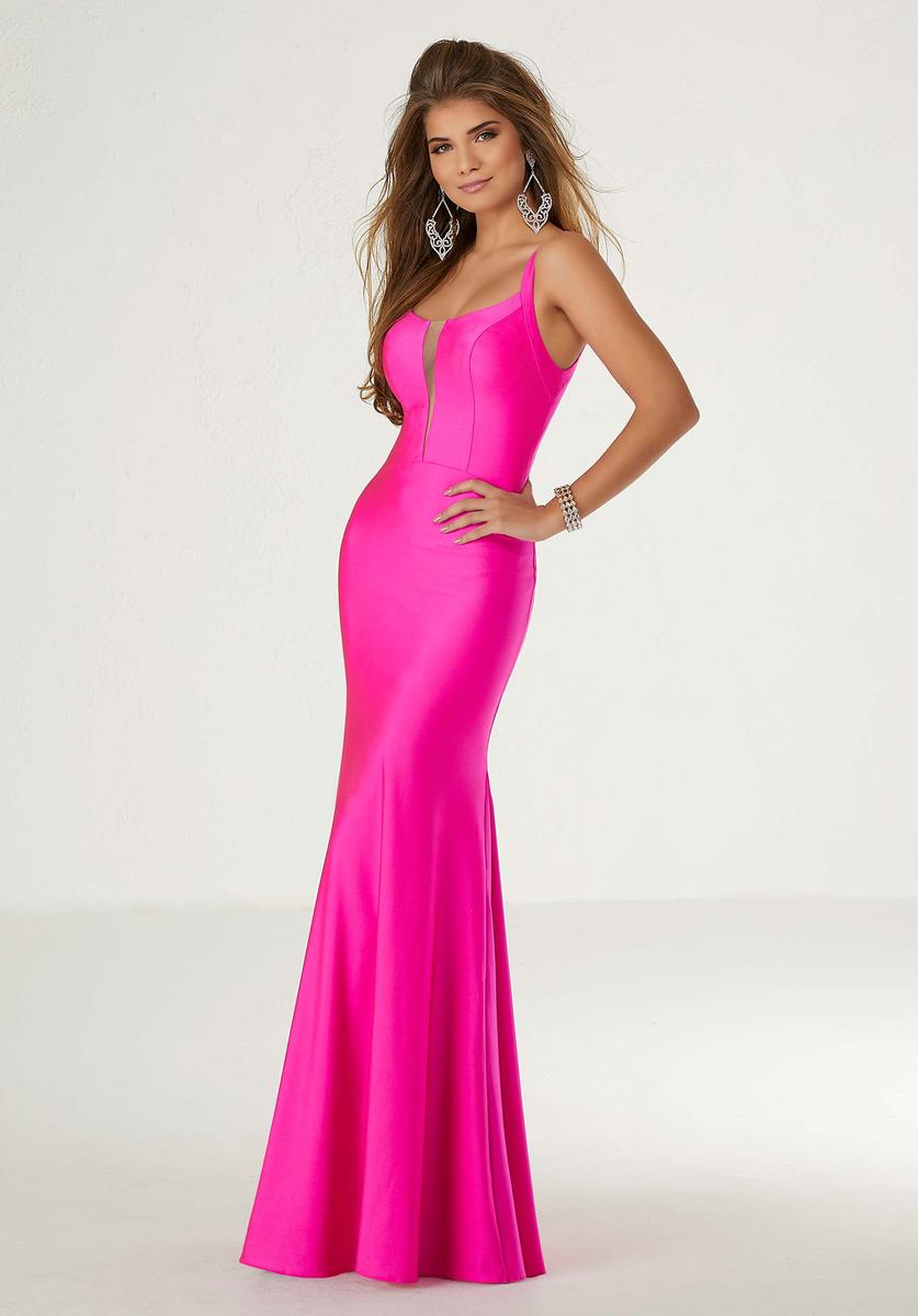 neon pink formal dress