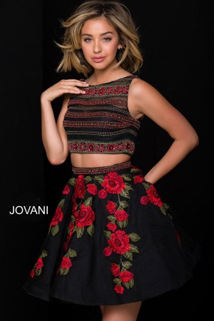 Jovani 45742 Floral 2 Piece Short Dress