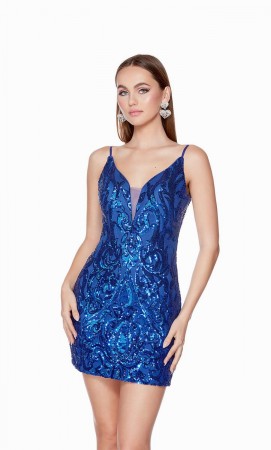 Size 16 Vivid Viola Alyce Paris 4656 V Back Short Sequin Homecoming Dress