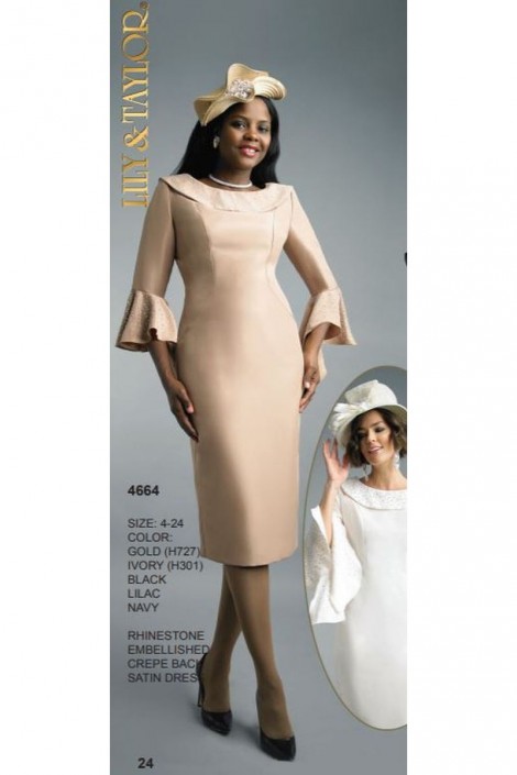 French Novelty Lily and Taylor 4664 Bell Sleeve Church Dress