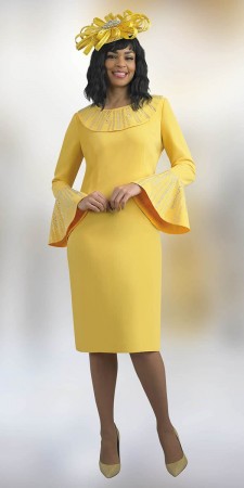 Lily and Taylor 4675 Rhinestone Trim Bell Sleeve Dress