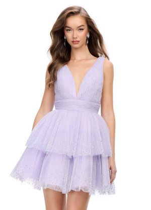 Ashley Lauren 4695 Glitter Tiered Ruffle Short Party Dress