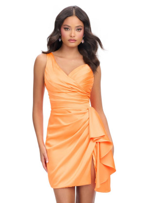 Ashley Lauren 4697 One Shoulder Side Ruffle Cocktail Dress