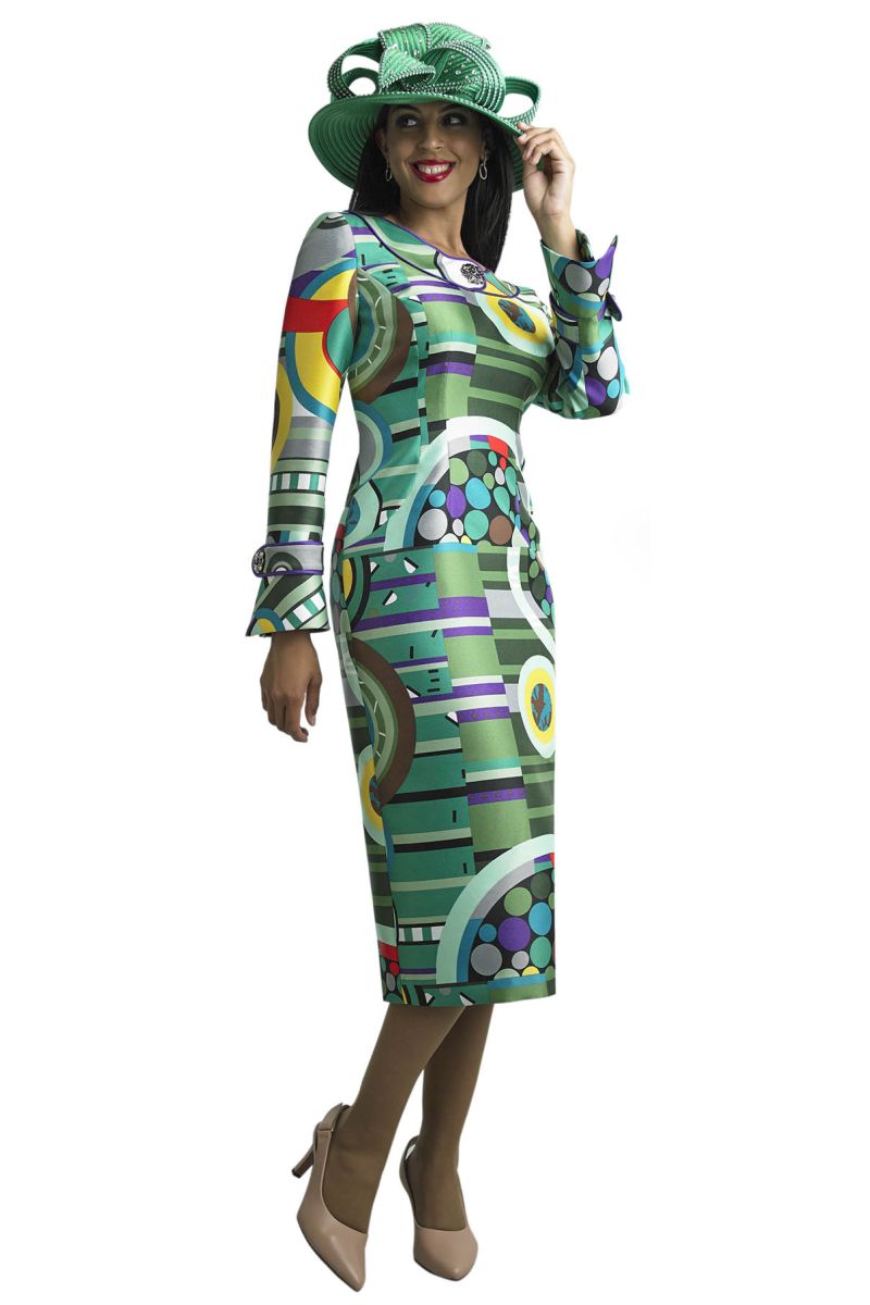 French Novelty Lily and Taylor 4712 Mixed Print Church Dress