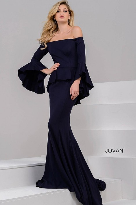 bell sleeve evening gown