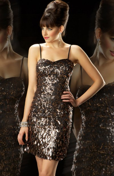 black and copper dress