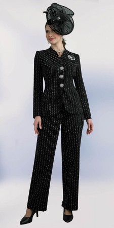 Lily and Taylor 4754 Ladies Fashion Pin Stripe Pant Suit