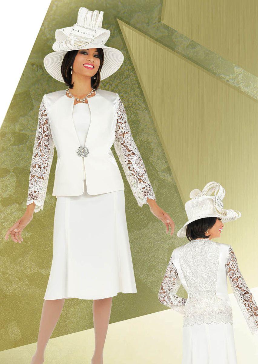 Ben Marc 47575 Womens Off White Church Suit: French Novelty