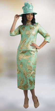 Lily and Taylor 4770 Metallic Jacquard 2 Piece Dress