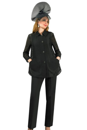 Lily and Taylor 4781 Ladies Eyelet Top Pant suit