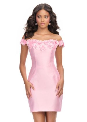 Ashley Lauren 4784 Flower Off Shoulder Cocktail Dress