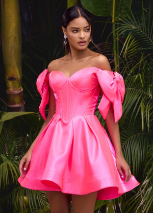 Ashley Lauren 4788 Bow Off Shoulder Short A-Line Dress