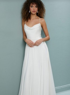 Christina Wu Gala 48012CS Cowl Neck A-Line Satin Dress