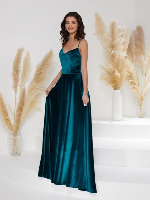 Christina Wu Gala 48012V Cowl Neck A-Line Velvet Dress