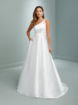 Christina Wu Gala Pearl 48040 One Shoulder Ivory Gown