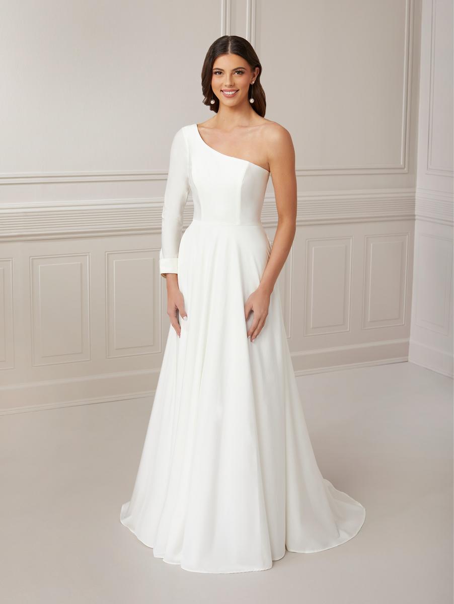 Christina Wu Gala Pearl 48056 One Long Sleeve Ivory Gown