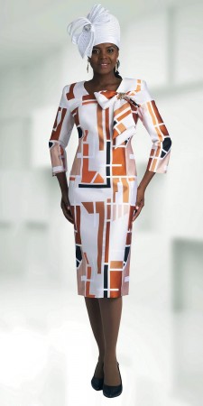 Lily and Taylor 4812 Geometric Print Church Dress