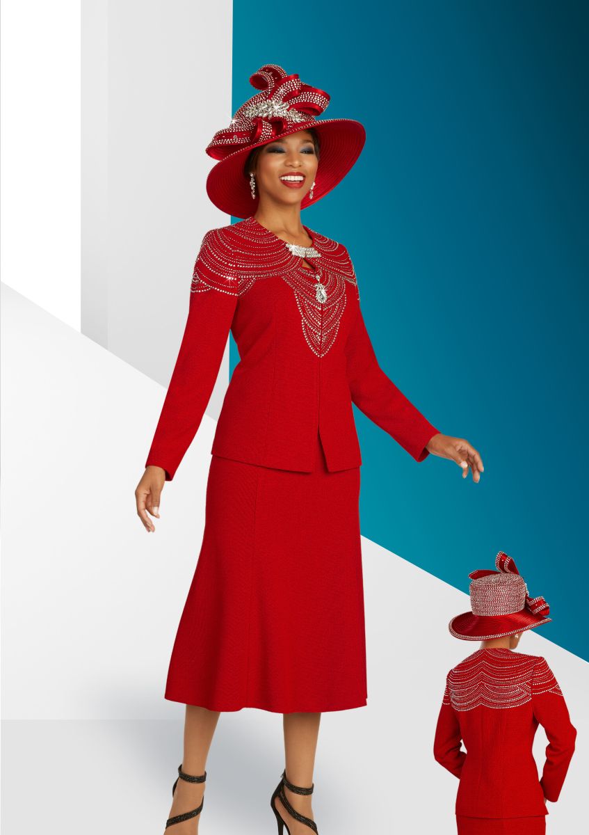 Red knit church suits 2025