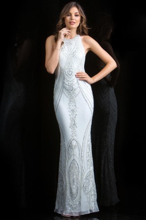 Scala 48793 High Neck Beaded Gown