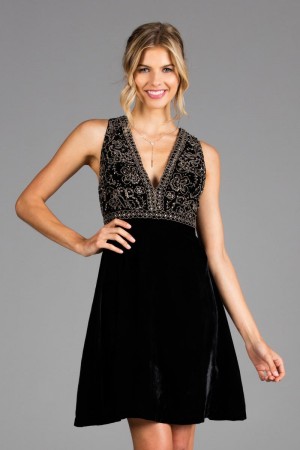 Scala 48913 Racer Back Short Beaded Dress