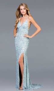 Scala 48938 Beaded Gown with Low Open Back
