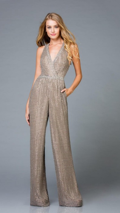 beaded jumpsuit prom