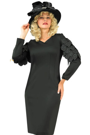 Lily and Taylor 4901 Knit Dress with Embellished Sleeves