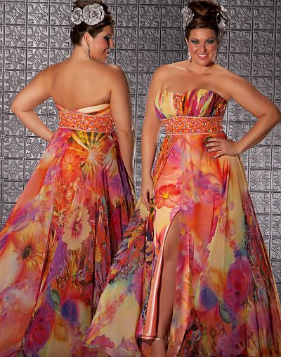 Fabulouss Orange Print Plus Size Prom Dress by MacDuggal 4902F: French ...