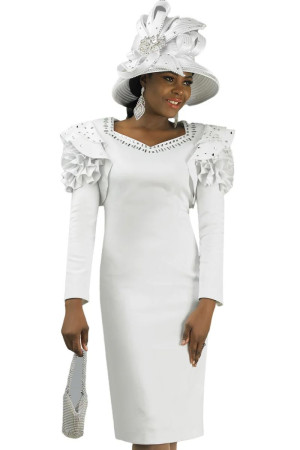 Lily and Taylor 4903 Ruffle Shoulder Knit Dress