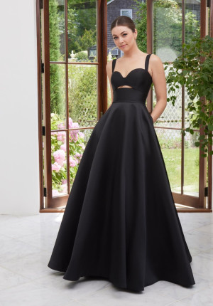 Morilee 49111 Simple Mikado Cut Out A-Line Prom Gown