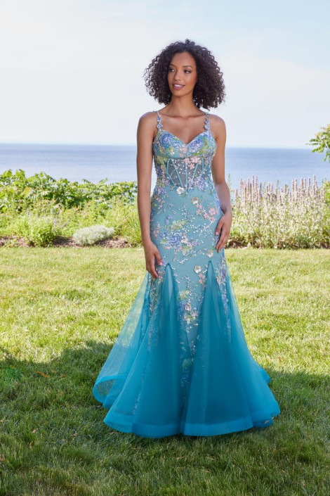 French Novelty: Morilee 49130 Fairytale Floral Beaded Mermaid Gown