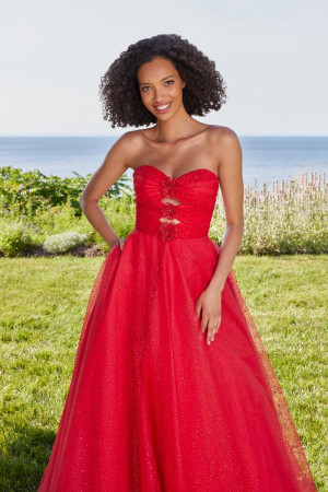 Morilee 49137 Shimmering 3D Floral Cutout A-Line Gown