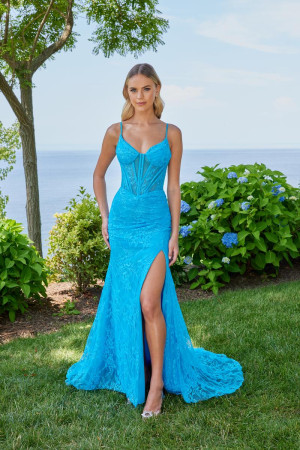 Morilee 49158 Lux Draped Lace Prom Dress