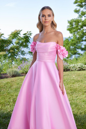 Morilee 49178 Elegant 3D Floral Off Shoulder Prom Dress