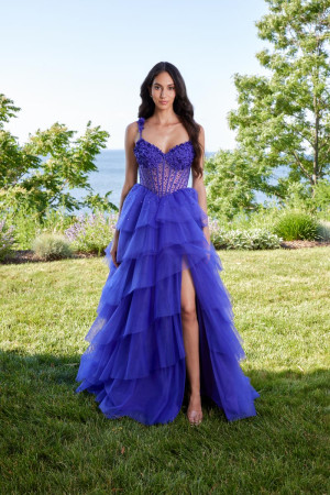 Morilee 49181 Dramatic 3D Floral Bust Tiered Gown