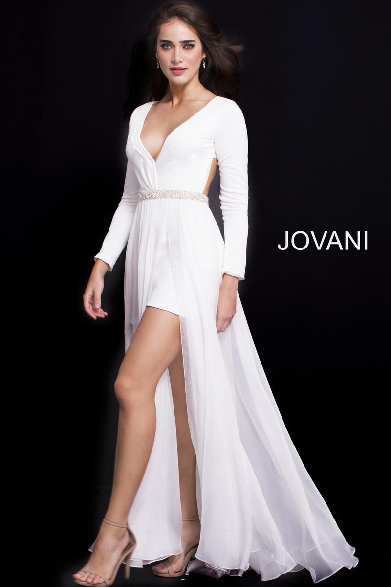 French Novelty: Jovani 49266 Long Sleeve High Low Gown